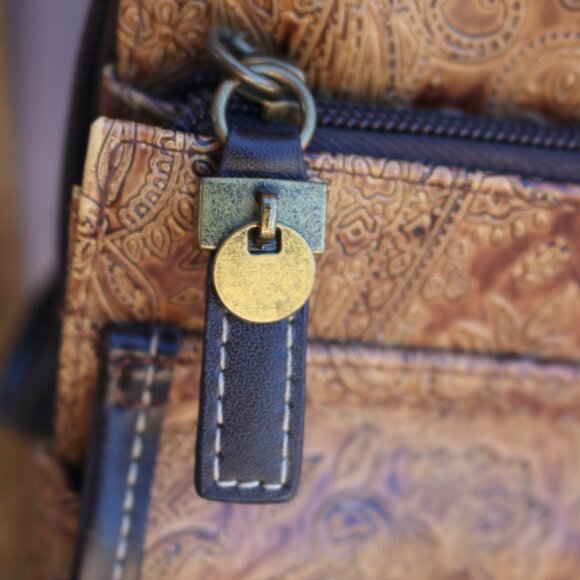 Vintage Relic by Paisley Fossil Crossbody Bag Western Faux Leather - Picture 5 of 16